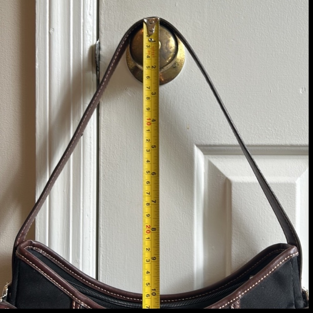 Vtg Etienne Aigner Black Canvas with Dark Brown Trim Shoulder Bag - Picture 11 of 12